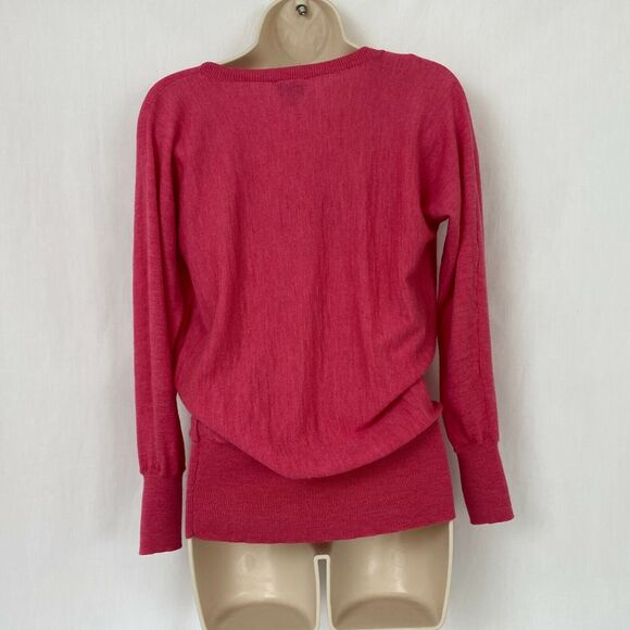 Talbots Pure Merino Wool Sweater Womens MP Medium Petite Pink Waterfall Neckline - Picture 4 of 11